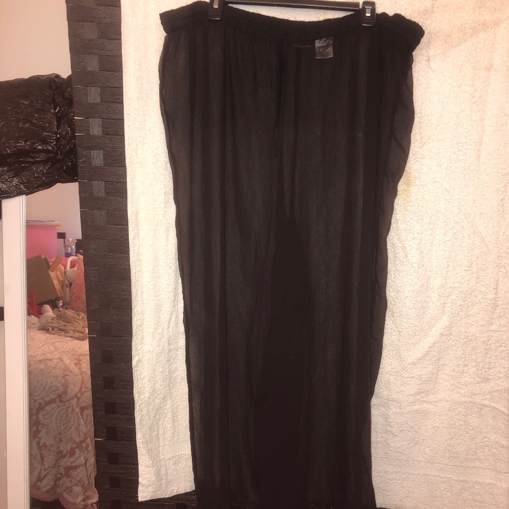 Sheer drawstring cover up pants